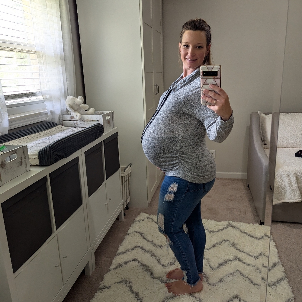 Maternity long sleeve cowl neck top